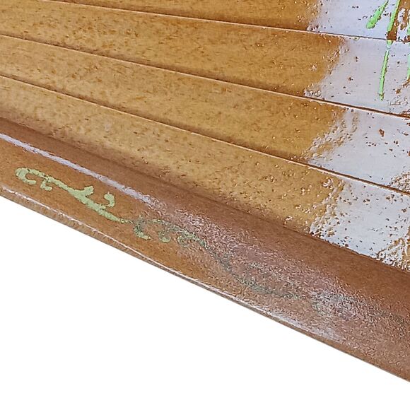 VTG Wood & Fabric Hand Painted Floral Spanish Hand Fan Cutout Design 16x9 Unique - Picture 13 of 15